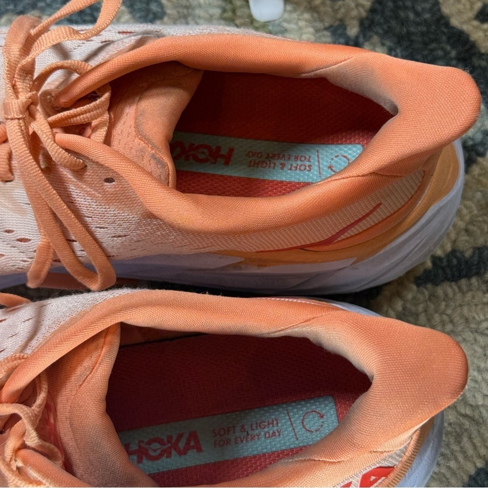 HOKA Clifton 8 Women's Running Walking Peach Orange Size 9.5B Comfort - Picture 6 of 9